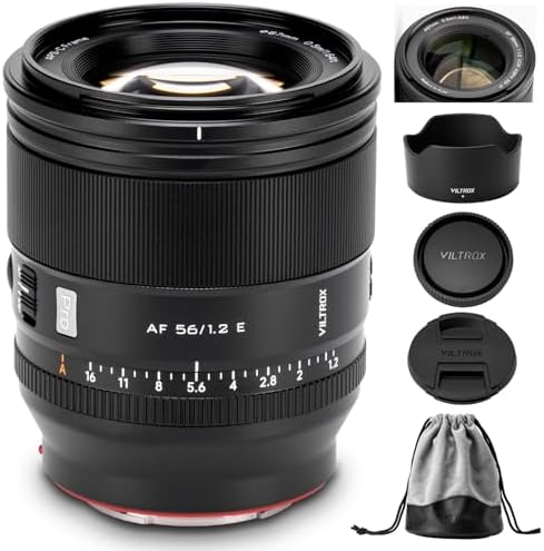 VILTROX 56mm F1 7 E Mount APS C STM Lightweight Auto Focus Lens for Sony E Mount Cameras A6000 A6100 A6300 A6400 A6500 A6600 A6700 ZV E10 FX30 ZC E10II FX3 A7C A7SII A7III A7RIIl A7IV A7RIV A9