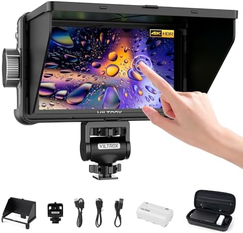VILTROX DC 550 Touch Screen DSLR Camera Field Monitor 1200 Nits High Bright 5 5 inch DSLR Camera Monitor with Sunshade Hood/Battery 3D LUT HDR 4K HDMI in and Out Exposure Focus Assist Waveform Monitor