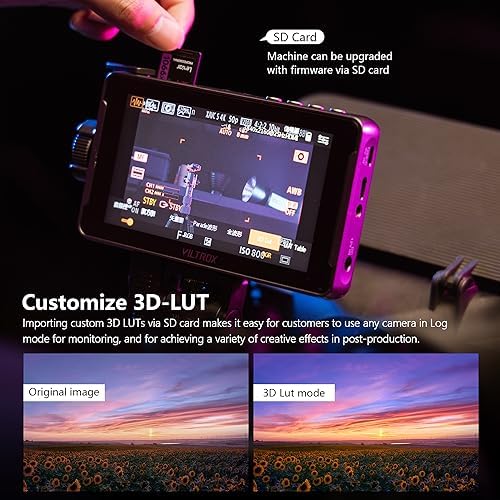 VILTROX DC 550 Touch Screen DSLR Camera Field Monitor 1200 Nits High Bright 5 5 inch DSLR Camera Monitor with Sunshade Hood/Battery 3D LUT HDR 4K HDMI in and Out Exposure Focus Assist Waveform Monitor