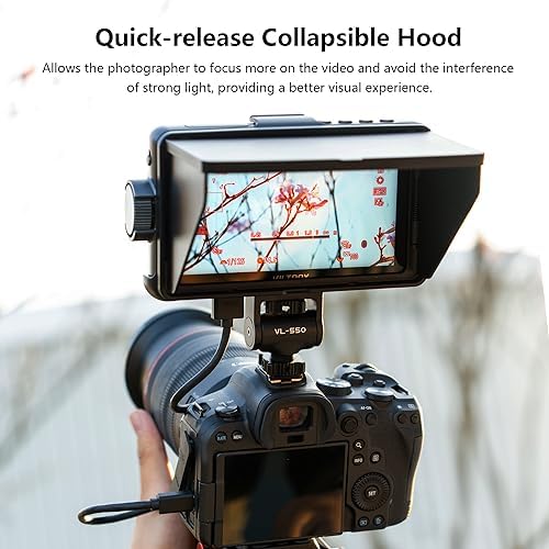 VILTROX DC 550 Touch Screen DSLR Camera Field Monitor 1200 Nits High Bright 5 5 inch DSLR Camera Monitor with Sunshade Hood/Battery 3D LUT HDR 4K HDMI in and Out Exposure Focus Assist Waveform Monitor