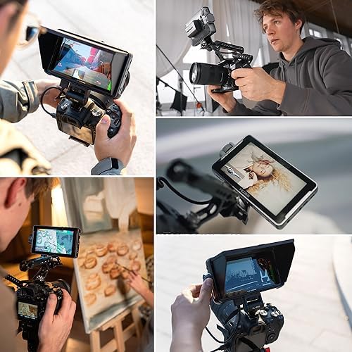 VILTROX DC 550 Touch Screen DSLR Camera Field Monitor 1200 Nits High Bright 5 5 inch DSLR Camera Monitor with Sunshade Hood/Battery 3D LUT HDR 4K HDMI in and Out Exposure Focus Assist Waveform Monitor