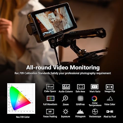 VILTROX DC 550 Touch Screen DSLR Camera Field Monitor 1200 Nits High Bright 5 5 inch DSLR Camera Monitor with Sunshade Hood/Battery 3D LUT HDR 4K HDMI in and Out Exposure Focus Assist Waveform Monitor