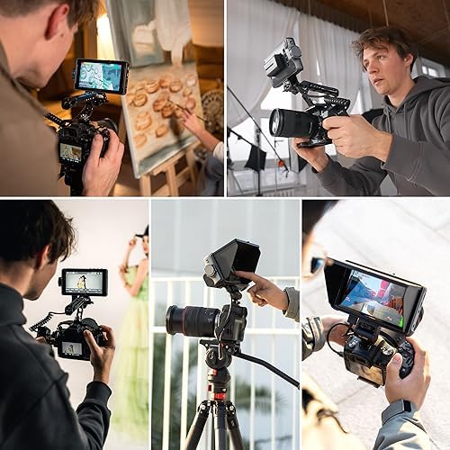 VILTROX DC 550 Touch Screen DSLR Camera Field Monitor 1200 Nits High Bright 5 5 inch DSLR Camera Monitor with Sunshade Hood/Battery 3D LUT HDR 4K HDMI in and Out Exposure Focus Assist Waveform Monitor