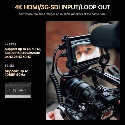 VILTROX DC 550 Touch Screen DSLR Camera Field Monitor 1200 Nits High Bright 5 5 inch DSLR Camera Monitor with Sunshade Hood/Battery 3D LUT HDR 4K HDMI in and Out Exposure Focus Assist Waveform Monitor