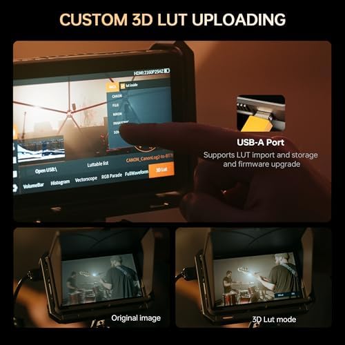 VILTROX DC 550 Touch Screen DSLR Camera Field Monitor 1200 Nits High Bright 5 5 inch DSLR Camera Monitor with Sunshade Hood/Battery 3D LUT HDR 4K HDMI in and Out Exposure Focus Assist Waveform Monitor