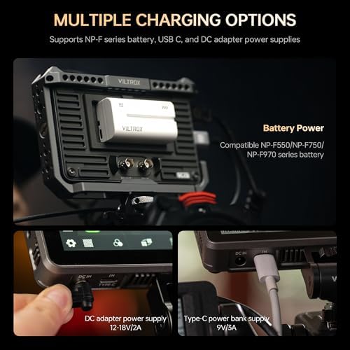 VILTROX DC 550 Touch Screen DSLR Camera Field Monitor 1200 Nits High Bright 5 5 inch DSLR Camera Monitor with Sunshade Hood/Battery 3D LUT HDR 4K HDMI in and Out Exposure Focus Assist Waveform Monitor