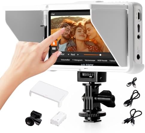 VILTROX DC 550 Touch Screen DSLR Camera Field Monitor 1200 Nits High Bright 5 5 inch DSLR Camera Monitor with Sunshade Hood/Battery 3D LUT HDR 4K HDMI in and Out Exposure Focus Assist Waveform Monitor