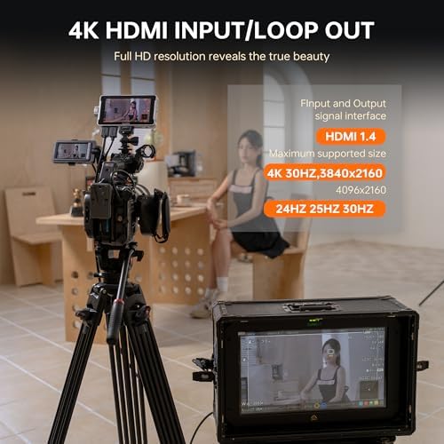 VILTROX DC 550 Touch Screen DSLR Camera Field Monitor 1200 Nits High Bright 5 5 inch DSLR Camera Monitor with Sunshade Hood/Battery 3D LUT HDR 4K HDMI in and Out Exposure Focus Assist Waveform Monitor