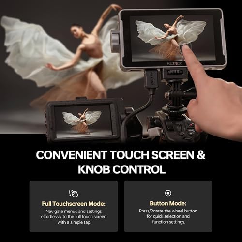 VILTROX DC 550 Touch Screen DSLR Camera Field Monitor 1200 Nits High Bright 5 5 inch DSLR Camera Monitor with Sunshade Hood/Battery 3D LUT HDR 4K HDMI in and Out Exposure Focus Assist Waveform Monitor