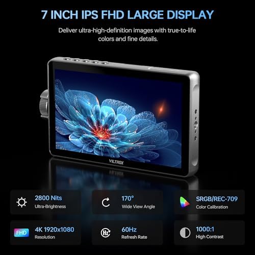 VILTROX DC 550 Touch Screen DSLR Camera Field Monitor 1200 Nits High Bright 5 5 inch DSLR Camera Monitor with Sunshade Hood/Battery 3D LUT HDR 4K HDMI in and Out Exposure Focus Assist Waveform Monitor