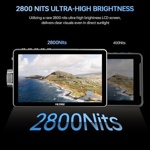 VILTROX DC 550 Touch Screen DSLR Camera Field Monitor 1200 Nits High Bright 5 5 inch DSLR Camera Monitor with Sunshade Hood/Battery 3D LUT HDR 4K HDMI in and Out Exposure Focus Assist Waveform Monitor