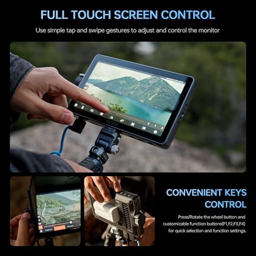 VILTROX DC 550 Touch Screen DSLR Camera Field Monitor 1200 Nits High Bright 5 5 inch DSLR Camera Monitor with Sunshade Hood/Battery 3D LUT HDR 4K HDMI in and Out Exposure Focus Assist Waveform Monitor
