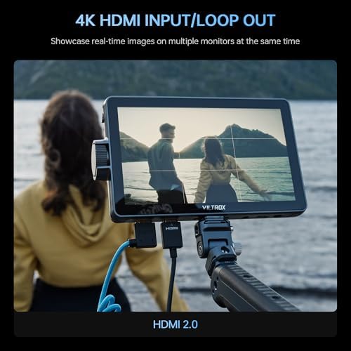 VILTROX DC 550 Touch Screen DSLR Camera Field Monitor 1200 Nits High Bright 5 5 inch DSLR Camera Monitor with Sunshade Hood/Battery 3D LUT HDR 4K HDMI in and Out Exposure Focus Assist Waveform Monitor
