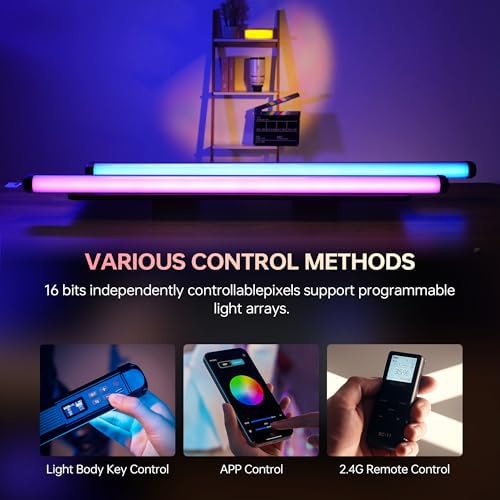 VILTROX K90 2 Pack RGB Tube Light  30W 38inch Large RGBWY Photography LED Video Stick Light Wand with APP/2 4G/Remote Control  CRI 97   26 Scenes  2500K 8500K  14 8V/3300mAh Battery  Magnetic Chip