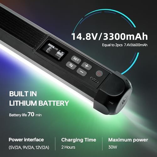 VILTROX K90 2 Pack RGB Tube Light  30W 38inch Large RGBWY Photography LED Video Stick Light Wand with APP/2 4G/Remote Control  CRI 97   26 Scenes  2500K 8500K  14 8V/3300mAh Battery  Magnetic Chip