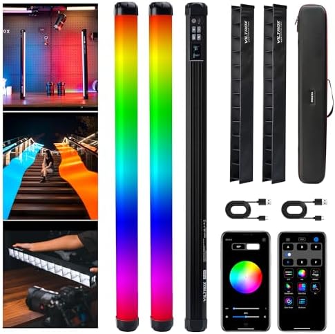 VILTROX K90 2 Pack RGB Tube Light  30W 38inch Large RGBWY Photography LED Video Stick Light Wand with APP/2 4G/Remote Control  CRI 97   26 Scenes  2500K 8500K  14 8V/3300mAh Battery  Magnetic Chip