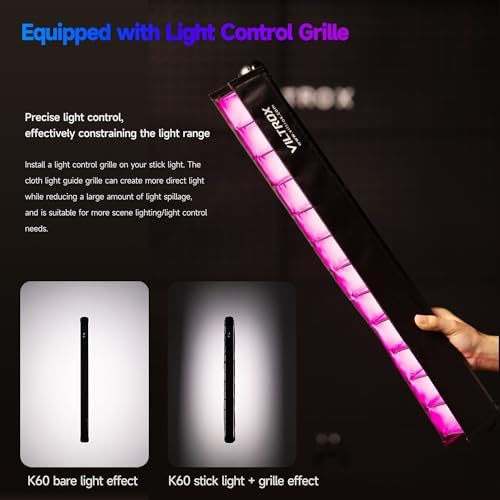 VILTROX K90 2 Pack RGB Tube Light  30W 38inch Large RGBWY Photography LED Video Stick Light Wand with APP/2 4G/Remote Control  CRI 97   26 Scenes  2500K 8500K  14 8V/3300mAh Battery  Magnetic Chip