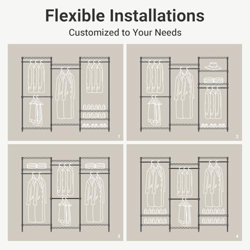 VIPEK V5C Bedroom Armoires Portable Clothes Closet Rack  White Metal Clothing Rack with Black Cover  Adjustable Custom Freestanding Closet Wardrobe Heavy Duty Covered Clothes Rack  Max Load 890LBS