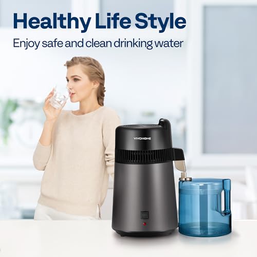 VIVOHOME Water Distiller Countertop 1 6 Gallon/6L 900W Distilled Water Machine with Smart Switch Purifier Filter for Home Office  Black