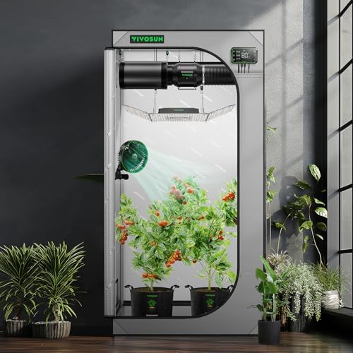 VIVOSUN S336 3x3 Grow Tent  36x36x72 High Reflective Mylar with Observation Window and Floor Tray for Hydroponics Indoor Plant for VS2000/VS3000