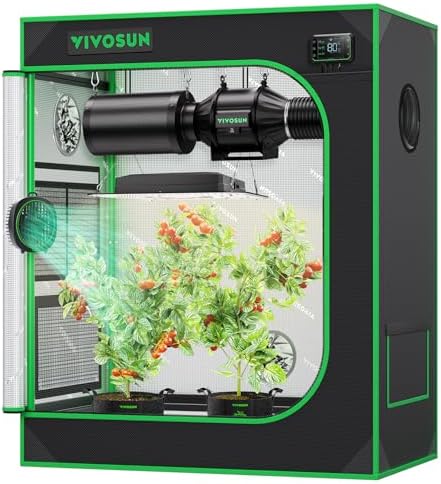 VIVOSUN S336 3x3 Grow Tent  36x36x72 High Reflective Mylar with Observation Window and Floor Tray for Hydroponics Indoor Plant for VS2000/VS3000