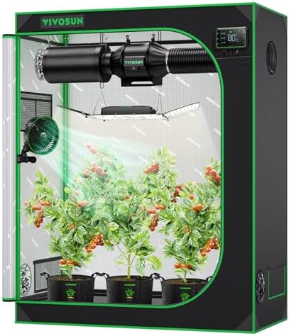 VIVOSUN S336 3x3 Grow Tent  36x36x72 High Reflective Mylar with Observation Window and Floor Tray for Hydroponics Indoor Plant for VS2000/VS3000