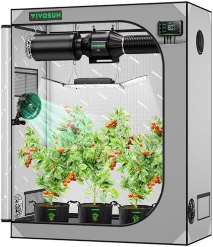 VIVOSUN S336 3x3 Grow Tent  36x36x72 High Reflective Mylar with Observation Window and Floor Tray for Hydroponics Indoor Plant for VS2000/VS3000