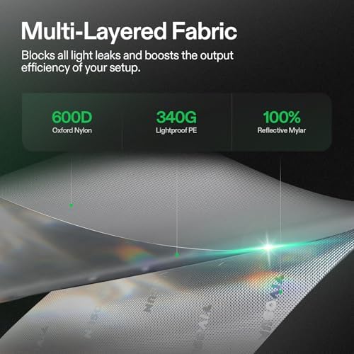 VIVOSUN S336 3x3 Grow Tent  36x36x72 High Reflective Mylar with Observation Window and Floor Tray for Hydroponics Indoor Plant for VS2000/VS3000