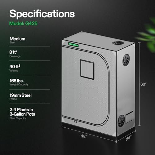 VIVOSUN S336 3x3 Grow Tent  36x36x72 High Reflective Mylar with Observation Window and Floor Tray for Hydroponics Indoor Plant for VS2000/VS3000