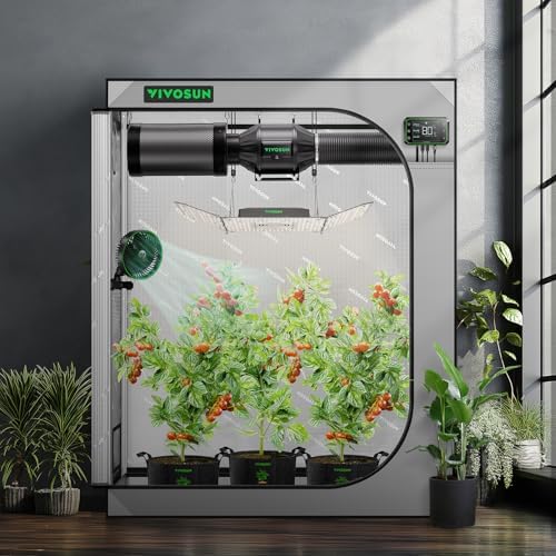 VIVOSUN S336 3x3 Grow Tent  36x36x72 High Reflective Mylar with Observation Window and Floor Tray for Hydroponics Indoor Plant for VS2000/VS3000