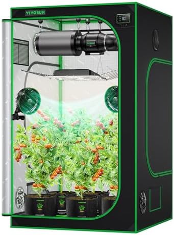 VIVOSUN S336 3x3 Grow Tent  36x36x72 High Reflective Mylar with Observation Window and Floor Tray for Hydroponics Indoor Plant for VS2000/VS3000