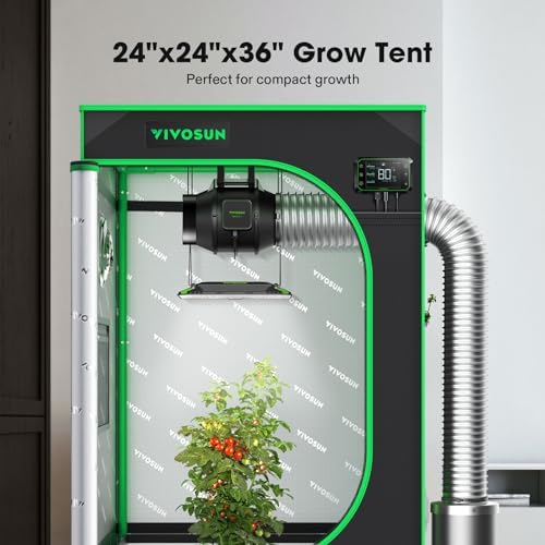 VIVOSUN S336 3x3 Grow Tent  36x36x72 High Reflective Mylar with Observation Window and Floor Tray for Hydroponics Indoor Plant for VS2000/VS3000