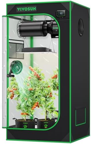 VIVOSUN S336 3x3 Grow Tent  36x36x72 High Reflective Mylar with Observation Window and Floor Tray for Hydroponics Indoor Plant for VS2000/VS3000