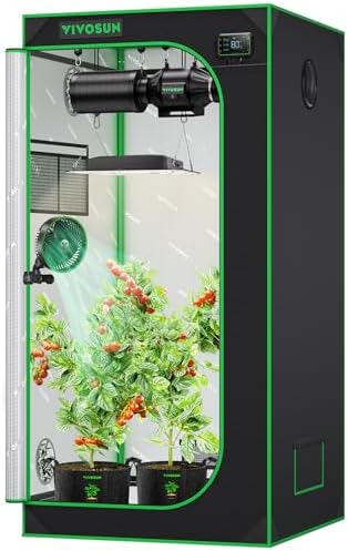 VIVOSUN S336 3x3 Grow Tent  36x36x72 High Reflective Mylar with Observation Window and Floor Tray for Hydroponics Indoor Plant for VS2000/VS3000