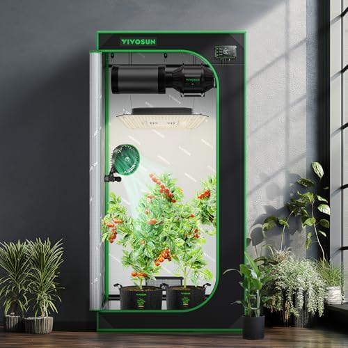 VIVOSUN S336 3x3 Grow Tent  36x36x72 High Reflective Mylar with Observation Window and Floor Tray for Hydroponics Indoor Plant for VS2000/VS3000