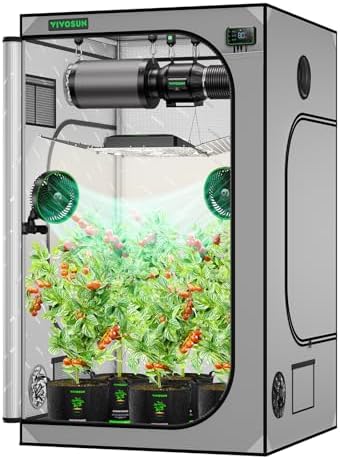 VIVOSUN S336 3x3 Grow Tent  36x36x72 High Reflective Mylar with Observation Window and Floor Tray for Hydroponics Indoor Plant for VS2000/VS3000