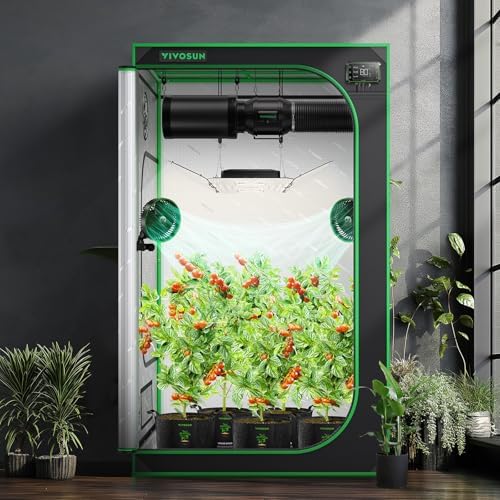 VIVOSUN S336 3x3 Grow Tent  36x36x72 High Reflective Mylar with Observation Window and Floor Tray for Hydroponics Indoor Plant for VS2000/VS3000