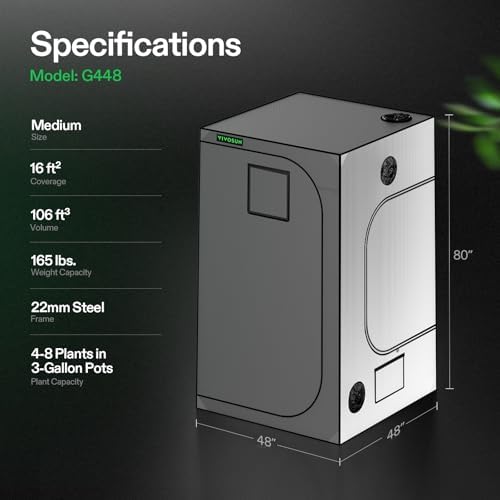 VIVOSUN S336 3x3 Grow Tent  36x36x72 High Reflective Mylar with Observation Window and Floor Tray for Hydroponics Indoor Plant for VS2000/VS3000