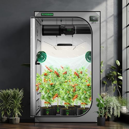 VIVOSUN S336 3x3 Grow Tent  36x36x72 High Reflective Mylar with Observation Window and Floor Tray for Hydroponics Indoor Plant for VS2000/VS3000