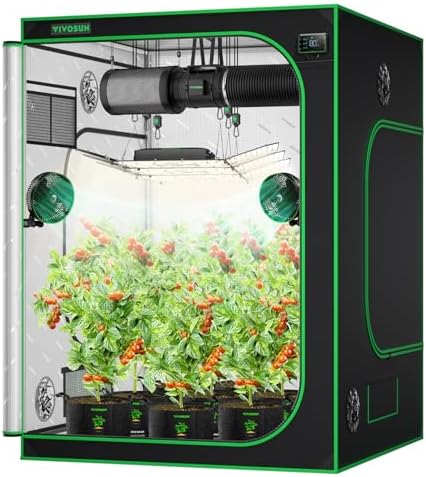 VIVOSUN S336 3x3 Grow Tent  36x36x72 High Reflective Mylar with Observation Window and Floor Tray for Hydroponics Indoor Plant for VS2000/VS3000