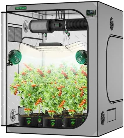 VIVOSUN S336 3x3 Grow Tent  36x36x72 High Reflective Mylar with Observation Window and Floor Tray for Hydroponics Indoor Plant for VS2000/VS3000