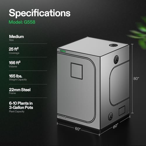 VIVOSUN S336 3x3 Grow Tent  36x36x72 High Reflective Mylar with Observation Window and Floor Tray for Hydroponics Indoor Plant for VS2000/VS3000