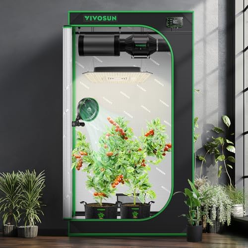 VIVOSUN S336 3x3 Grow Tent  36x36x72 High Reflective Mylar with Observation Window and Floor Tray for Hydroponics Indoor Plant for VS2000/VS3000