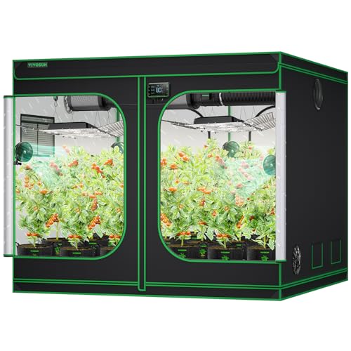 VIVOSUN S888 8x8 Grow Tent  96x96x80 High Reflective Mylar with Observation Window and Floor Tray for Hydroponics Indoor Plant for VS4000/VSF4300