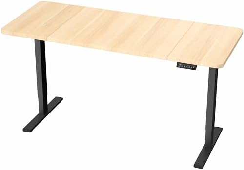 VIVO Electric 60 x 30 in Standing Desk  Memory Height Adjustment  1B Series  Holds 220 lbs  Light Wood Top Black Frame  DESK KIT 1B6C 30
