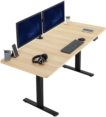  VIVO DESK-KIT-1B7B-36 - Escritorio eléctrico de pie de 71 x 36 pulgadas, ajuste de altura de memoria, serie 1B, marco negro con parte superior negra