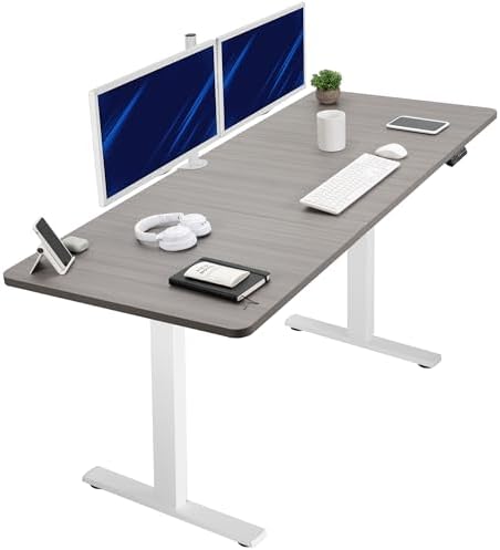  VIVO DESK-KIT-1B7B-36 - Escritorio eléctrico de pie de 71 x 36 pulgadas, ajuste de altura de memoria, serie 1B, marco negro con parte superior negra