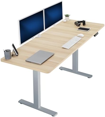  VIVO DESK-KIT-1B7B-36 - Escritorio eléctrico de pie de 71 x 36 pulgadas, ajuste de altura de memoria, serie 1B, marco negro con parte superior negra
