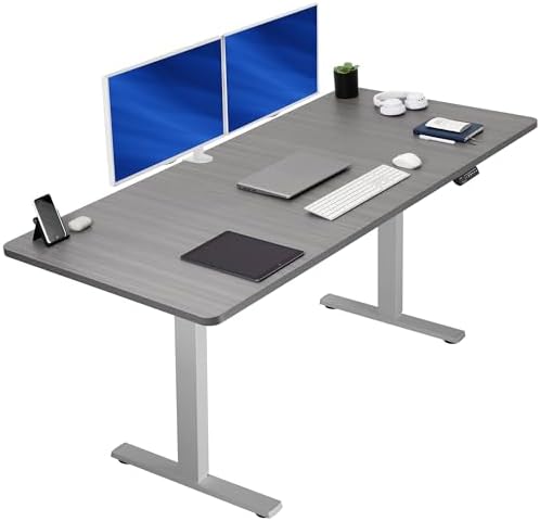  VIVO DESK-KIT-1B7B-36 - Escritorio eléctrico de pie de 71 x 36 pulgadas, ajuste de altura de memoria, serie 1B, marco negro con parte superior negra