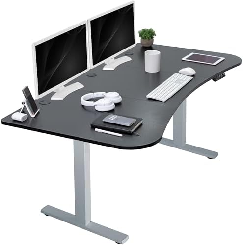  VIVO DESK-KIT-1B7B-36 - Escritorio eléctrico de pie de 71 x 36 pulgadas, ajuste de altura de memoria, serie 1B, marco negro con parte superior negra